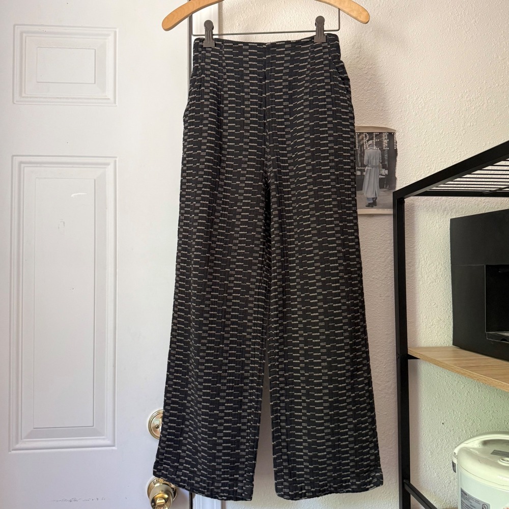 ACE & JIG grey plaid‎ straight leg corton pull on cropped pants trousers